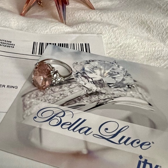 JTV BELLA LUCE Pink and White Diamond simulant rhodium over sterling silver ring - Picture 7 of 8